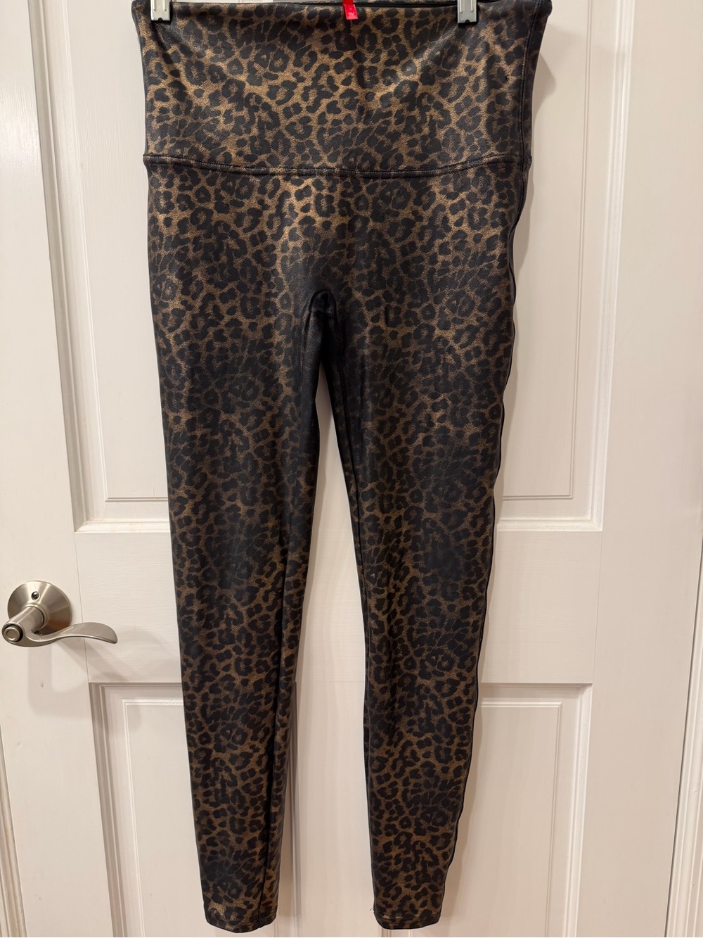 VGUC SPANX Leopard-Print Leggings in Brown and Black Metallic Size Xl